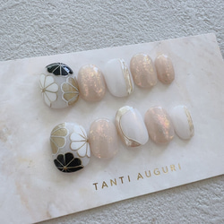 親指菊さん ネイルチップ エヌマケ 和風 着物用 前撮り 短め 小さめ 短い 小さい 成人式 振袖 和装結婚式 和柄 爪 3枚目の画像