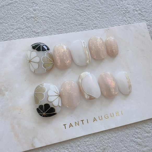 親指菊さん ネイルチップ エヌマケ 和風 着物用 前撮り 短め 小さめ 短い 小さい 成人式 振袖 和装結婚式 和柄 爪 3枚目の画像