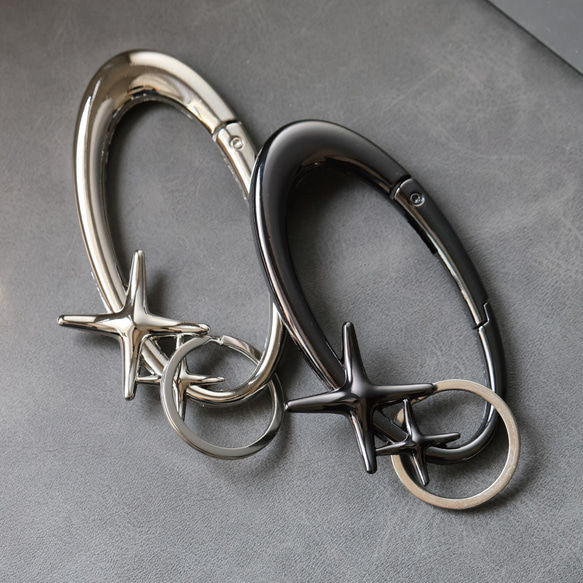 星型 スター カラビナ フック 大型 キーホルダー キーリング 韓国風 K