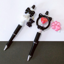 ✿22❤️ カスタムボールペン　人気　ハート　ボールペン　薔薇　ガラスビーズ sale‼️N3580 カスタムボールペン 薔薇ビーズ ハート リボン