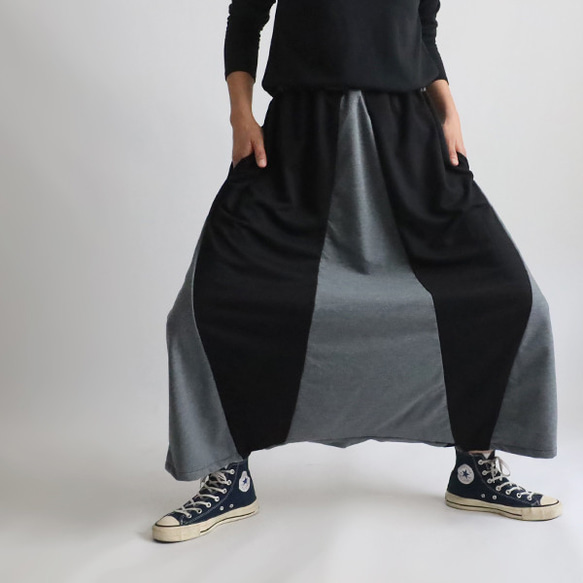 ⁑（送料無料）新作　夏２０２５　９０cm　裏パイル スウェット　愉快なパッチワーク　サルエル　パンツ　ゆったり　Y32C 9枚目の画像