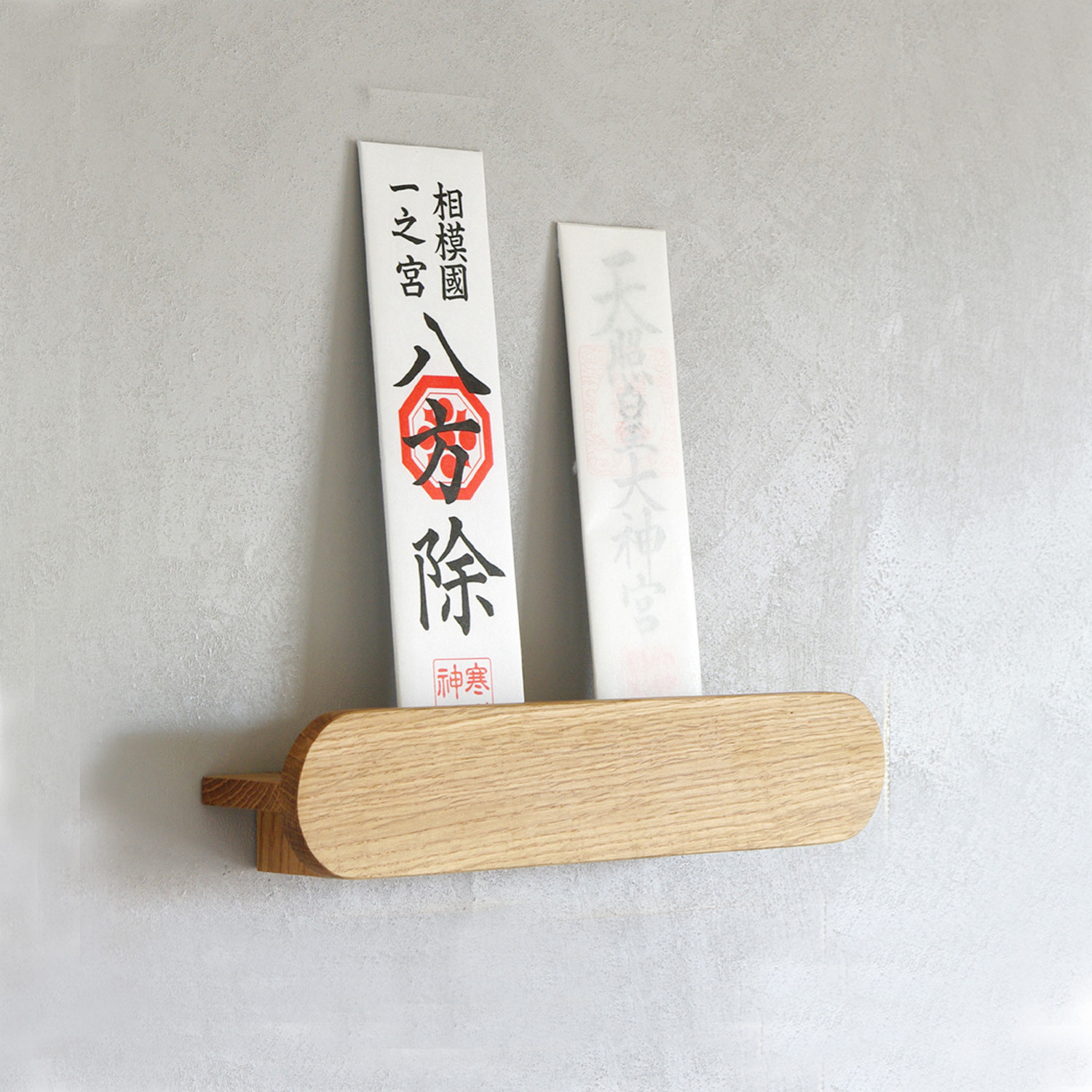 小さな神棚 / 木の壁掛けお札置き / オーク無垢材 / Sサイズ