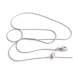 esca34 [1 件] 約 0.9 毫米蛇鏈項鍊，帶有滑球（總長度約 50 公分），由醫用不鏽鋼製成 第2張的照片