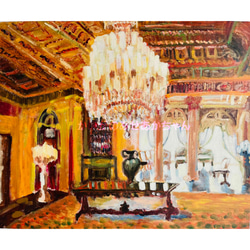 16×23㎝「朝の窓辺の食器」サムホール・油彩・原画 N 絵画 かい