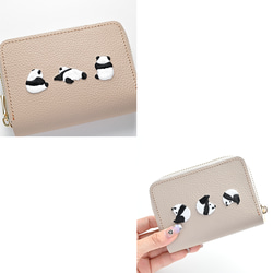 お札が折れない コンパクトウォレット 【 刺繍 パンダ 】 本革 シュリンクレザー ミニ財布 ギフト A316I 9枚目の画像