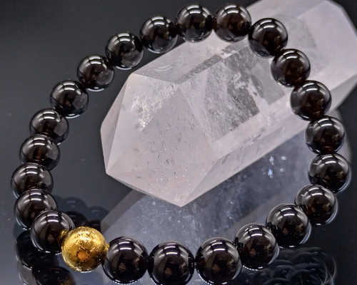 アルタイ隕石(ゴールドカラー)・モリオン・8mm【最高品質・鑑別済み