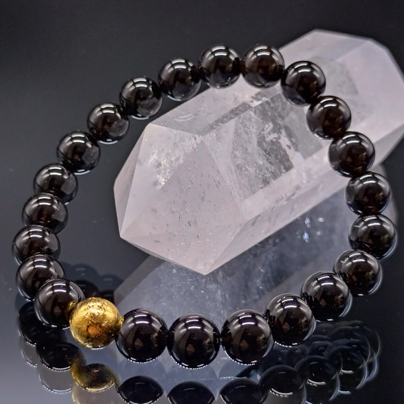 アルタイ隕石(ゴールドカラー)・モリオン・8mm【最高品質・鑑別済み