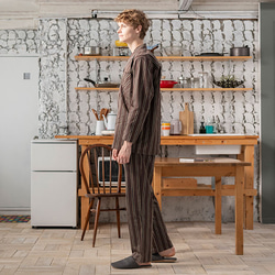 ギフトにおすすめ メンズ パジャマ 日本製 M-L 綿混 リヨセル メンズ  ストライプ 6534-5051 4枚目の画像