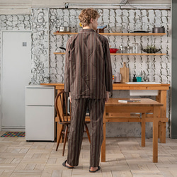 ギフトにおすすめ メンズ パジャマ 日本製 M-L 綿混 リヨセル メンズ  ストライプ 6534-5051 3枚目の画像