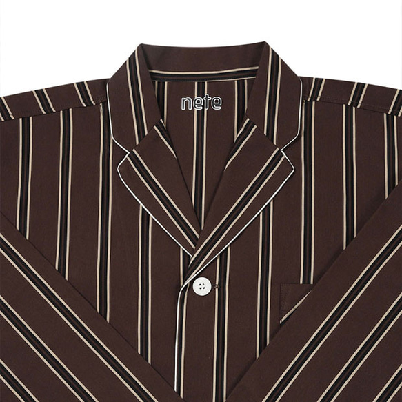 ギフトにおすすめ メンズ パジャマ 日本製 M-L 綿混 リヨセル メンズ  ストライプ 6534-5051 5枚目の画像