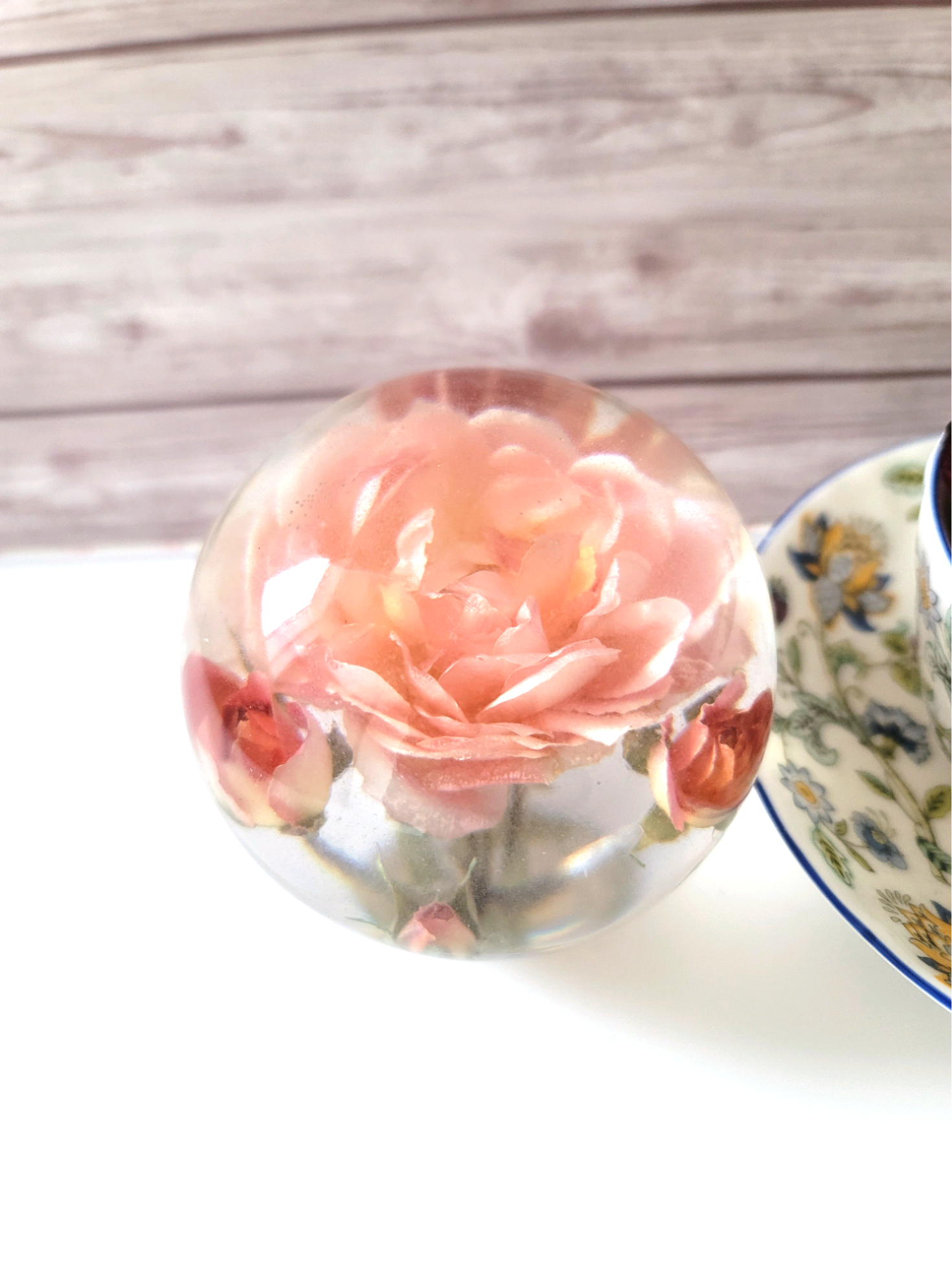 オレンジのバラ/インテリア小物/薔薇/花/固まるハーバリウム/植物標本/フラワーレジン/レジンフラワー /4薔薇