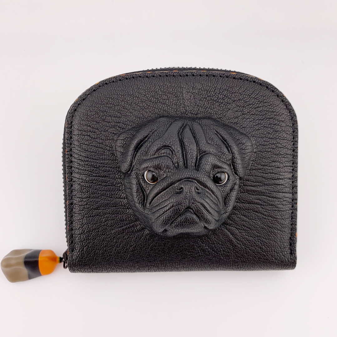 犬財布3色ふちどり　『パグ』