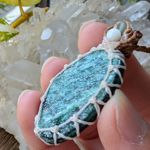 ☆グリーンアベンチュリンDruzy・アベンチュリン☆マクラメ編み