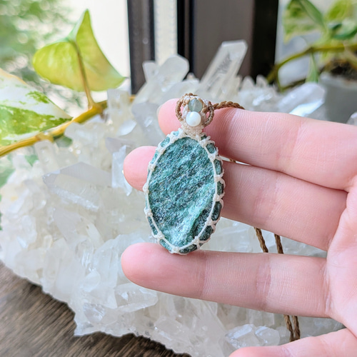 ☆グリーンアベンチュリンDruzy・アベンチュリン☆マクラメ編み