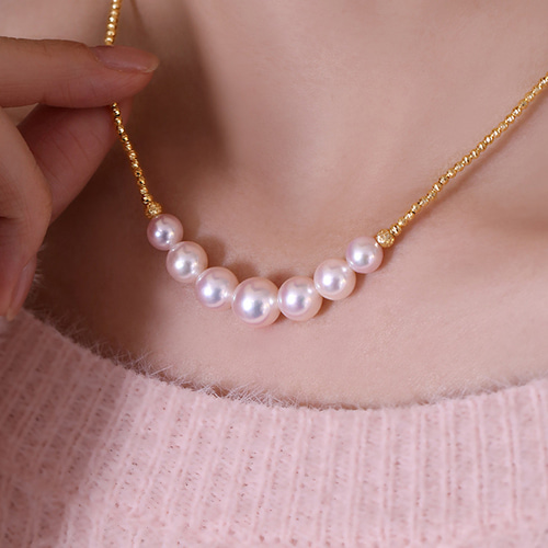 ヘイズジュエリー] 7-10mm オーロラアコヤ海水真珠ネックレス