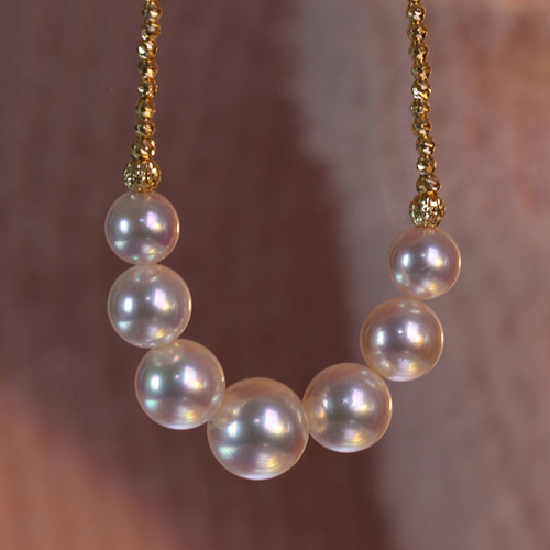 ヘイズジュエリー] 7-10mm オーロラアコヤ海水真珠ネックレス