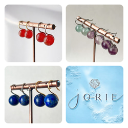 【JORIE】金属アレルギー対応❤️　大人レッド　Spoon stone レッドアゲート　ピアス　サージカルステンレス 10枚目の画像