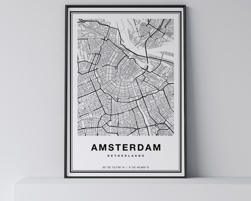 アート ポスター ［MAP Amsterdam］街 地図 海外 A1 A2 A3 A4 A0