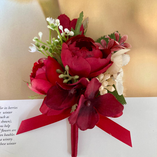 ☆セミオーダーOK☆ダリアとバラのブーケ ブートニア付 前撮り フォト