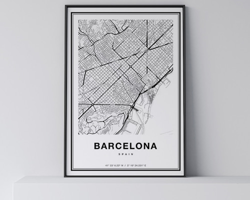 アート ポスター ［MAP Barcelona］街 地図 海外 A1 A2 A3 A4 A0