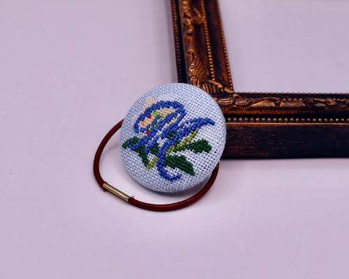 カサブランカ イニシャル クロスステッチ刺繍 ヘアゴム charmante 通販