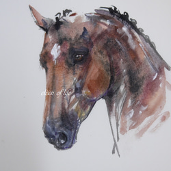 振り向く馬2021（高級水彩画用紙、F2、24cm×19