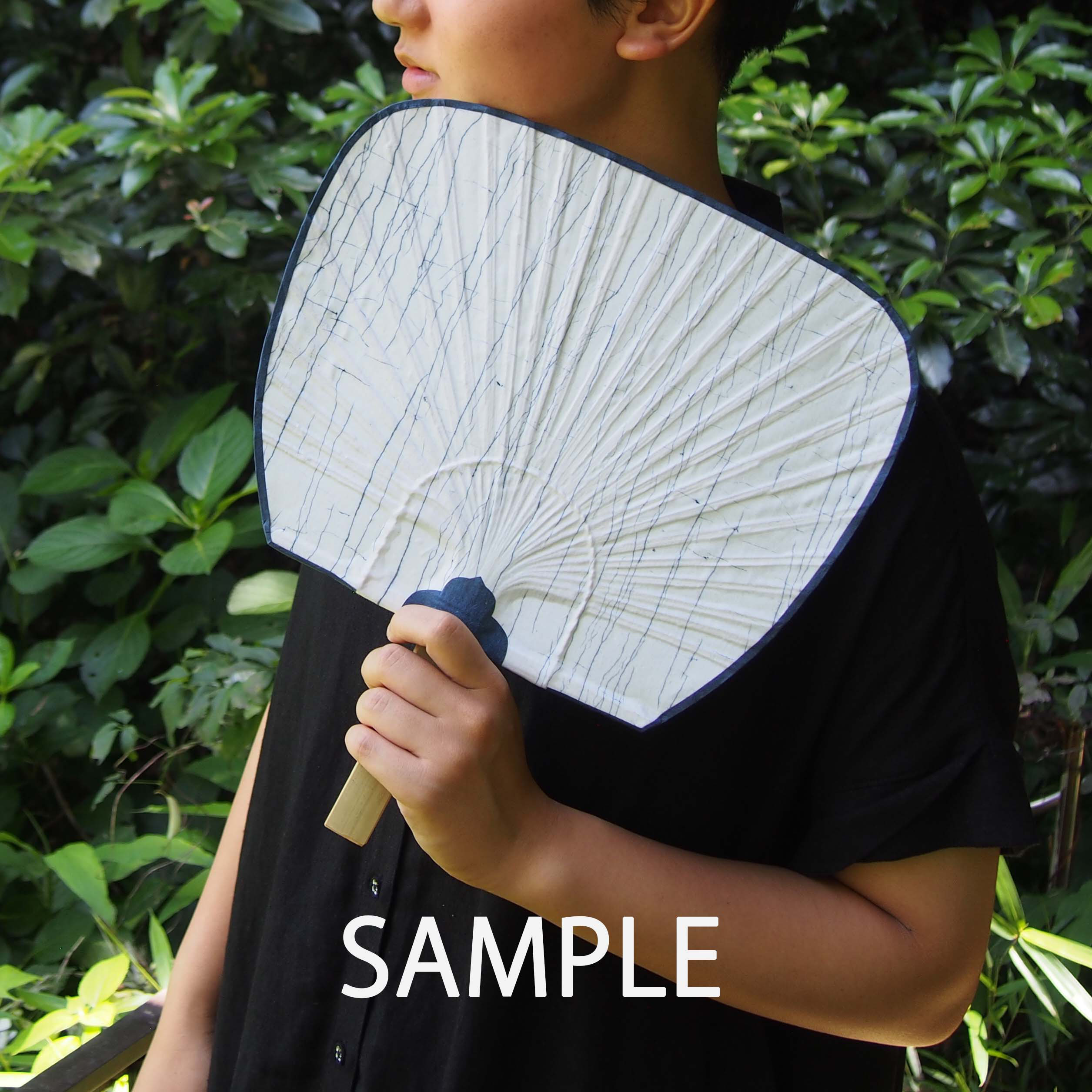 藍染め竹製うちわ《楕円大》麻/日本の夏2026