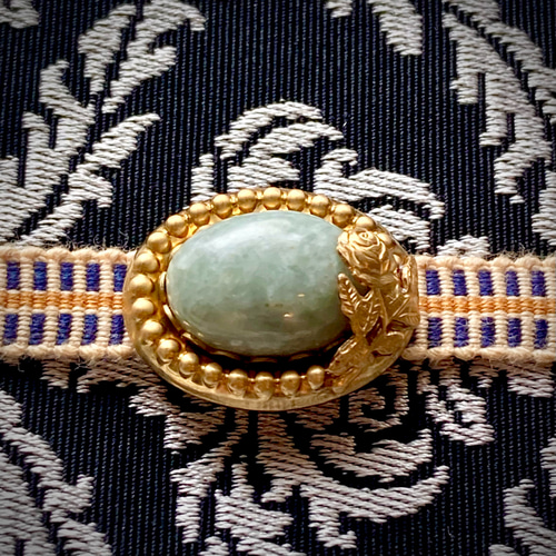 高級宝飾品 ダイヤ メキシコオパール 翡翠 帯留め 1_b9e43a02594842f56728e9a04001