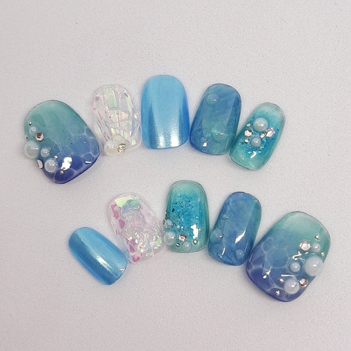 sub様♡専用ページ ネイルチップ 海月と海のネイルチップ ネイルチップ（つけ爪） ふらっふぃ～.nail