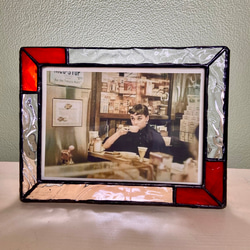 ビンテージ風ガラスを使ったフォトフレーム・ブルーラインの落ち着いた