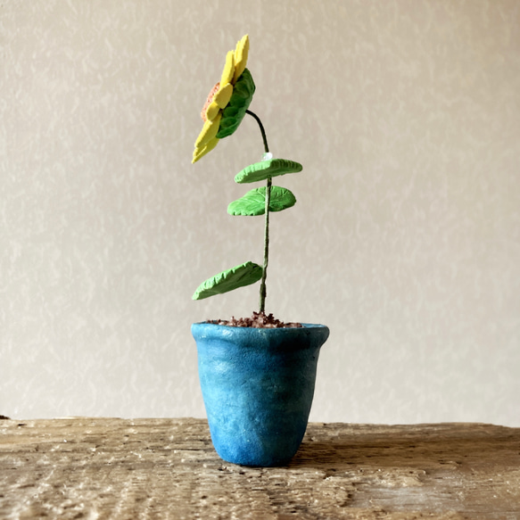 9658.bud 粘土の鉢植え ひまわり［大］ 6枚目の画像