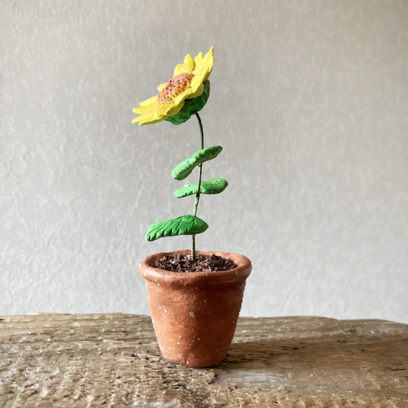 9660.bud 粘土の鉢植え ひまわり［大］ 6枚目の画像