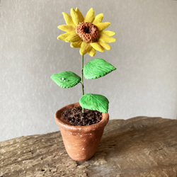 9660.bud 粘土の鉢植え ひまわり［大］ 5枚目の画像