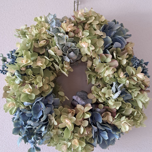 紫陽花のドライフラワーのリース AS-2503 リース puchimaman 通販