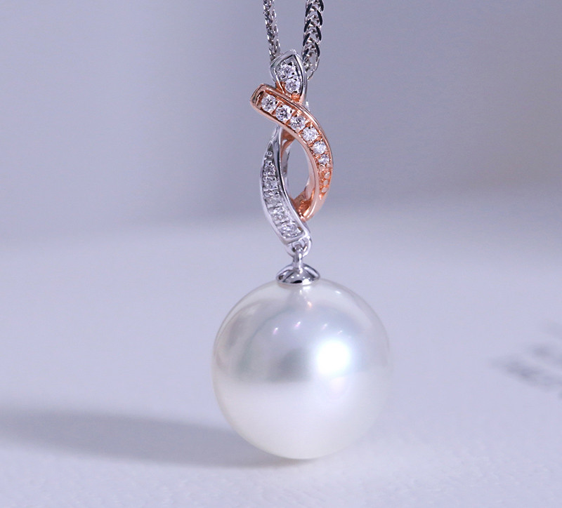 [ヘイズジュエリー] 冷光 11-11mm オーストラリア産ホワイト南洋天然海水真珠 鎖骨ネックレス 2色 万能ペンダント シン