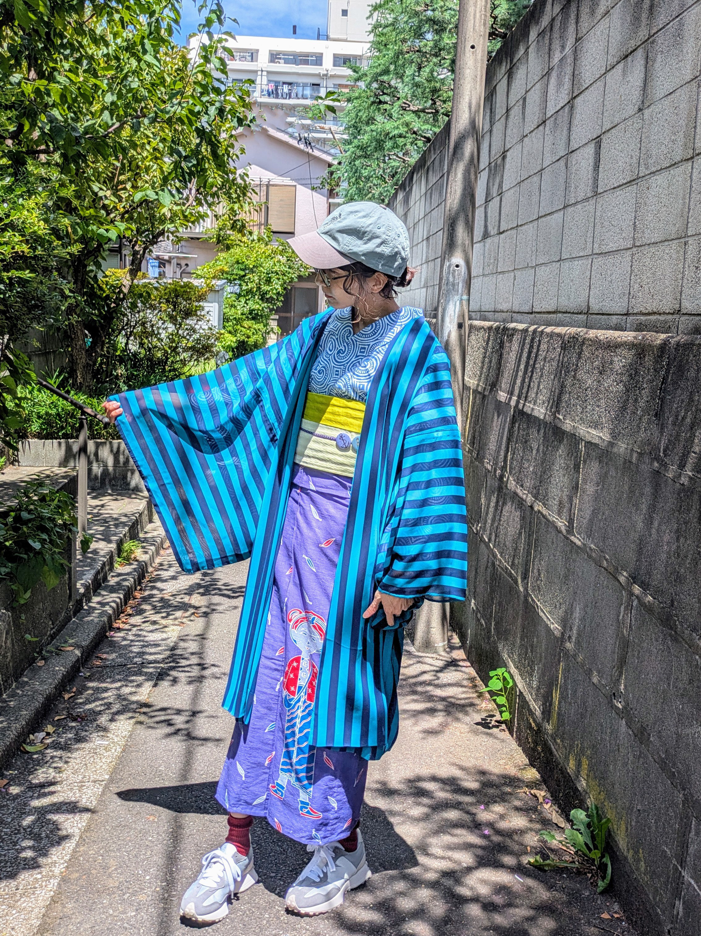 ストライプ薄羽織り