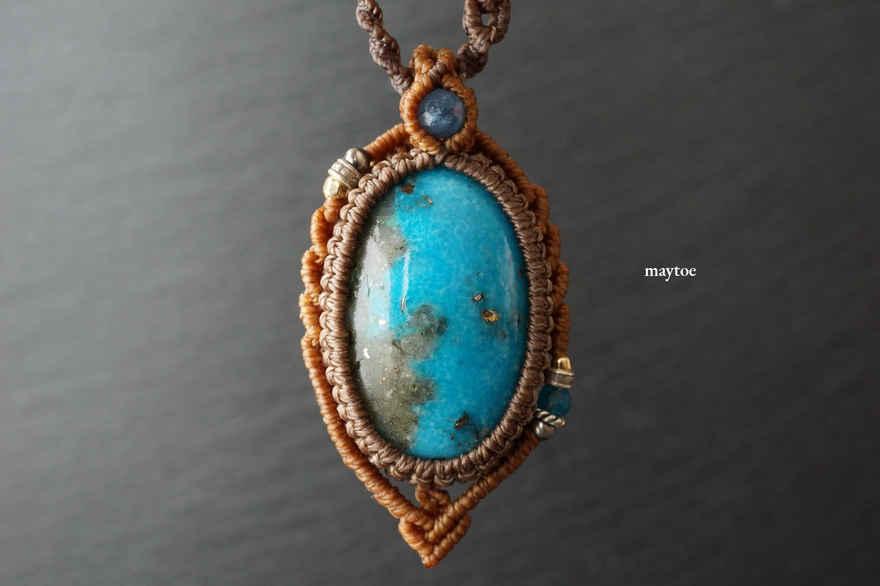ペルシアンターコイズのマクラメネックレス（トルコ石）～航海～【一点物】