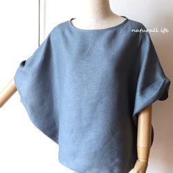 くすみブルーリネンのゆるプル 6枚目の画像