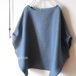 くすみブルーリネンのゆるプル 3枚目の画像