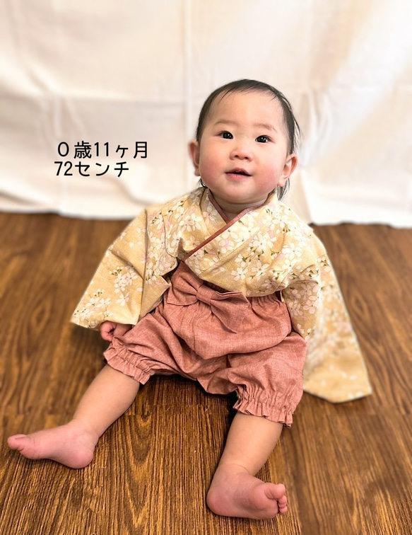 やさしい桜色のベビー袴☆０〜３歳☆お食い初め☆初節句☆ひな祭り☆こどもの日 14枚目の画像