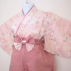 やさしい桜色のベビー袴☆０〜３歳☆お食い初め☆初節句☆ひな祭り☆こどもの日 3枚目の画像