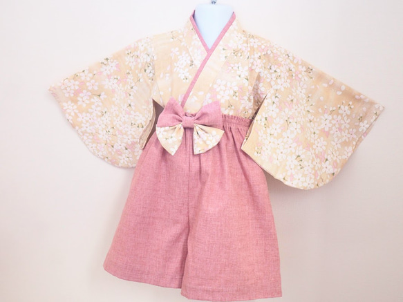 やさしい桜色のベビー袴☆０〜３歳☆お食い初め☆初節句☆ひな祭り☆こどもの日 11枚目の画像