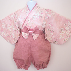 やさしい桜色のベビー袴☆０〜３歳☆お食い初め☆初節句☆ひな祭り☆こどもの日 2枚目の画像