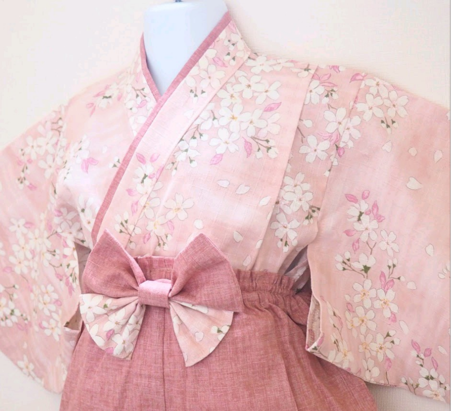 やさしい桜色のベビー袴☆０〜３歳☆お食い初め☆初節句☆ひな祭り☆こどもの日