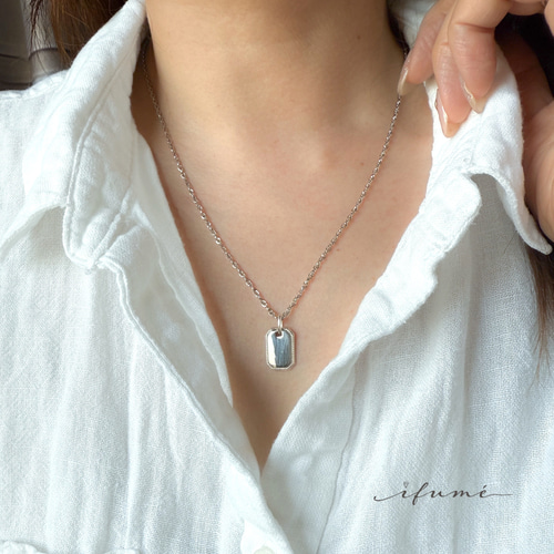 e.m. プレート型ペンダント ネックレス ifumé】SV925プレート ネックレス サージカルステンレス 金属