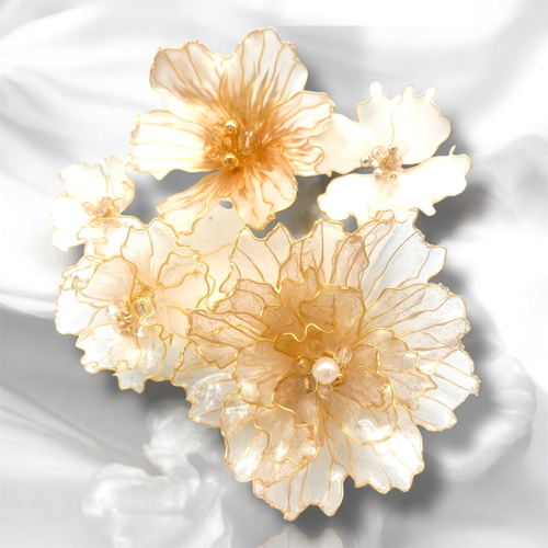 7,花形ガラス素材 透明な淡い黄色ビンテージアクセサリー素材 7,花形ガラス素材 透明な淡い黄色ビンテージアクセサリー素材