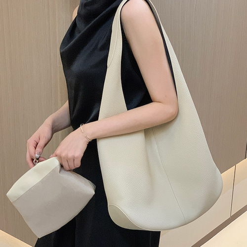 トートバッグ 本革 バケツ型 縦型 オフホワイト Lサイズ 軽量 ワンショルダー 本革ワンショルダーバッグ レディース シンプル やわらか バケツ型