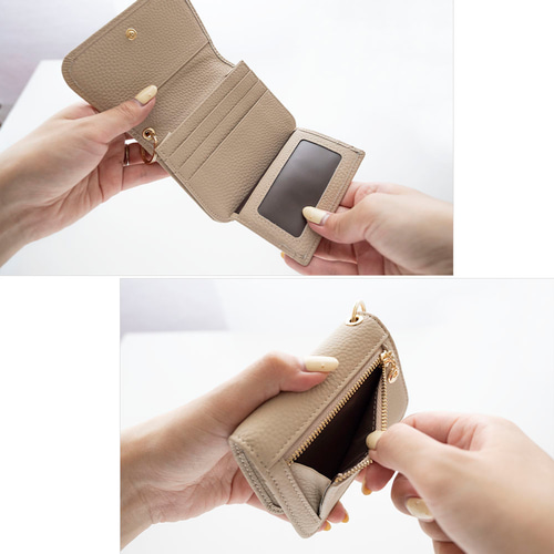 チャーム付き ミニウォレット 【 本革 ニュアンス 名入れ 】 財布