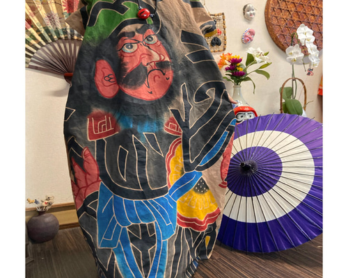 SALE中　日傘　のぼり旗　柿渋染　和雑貨　ハンドメイド 柿渋染めのぼり旗リメイク日傘 その他