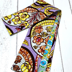 パッチワーク半幅帯【インド更紗×ブラック木綿×レース】きりばめ